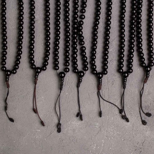 Mala buddyjska naszyjnik różaniec sznur do medytacji 108 koralików onyks